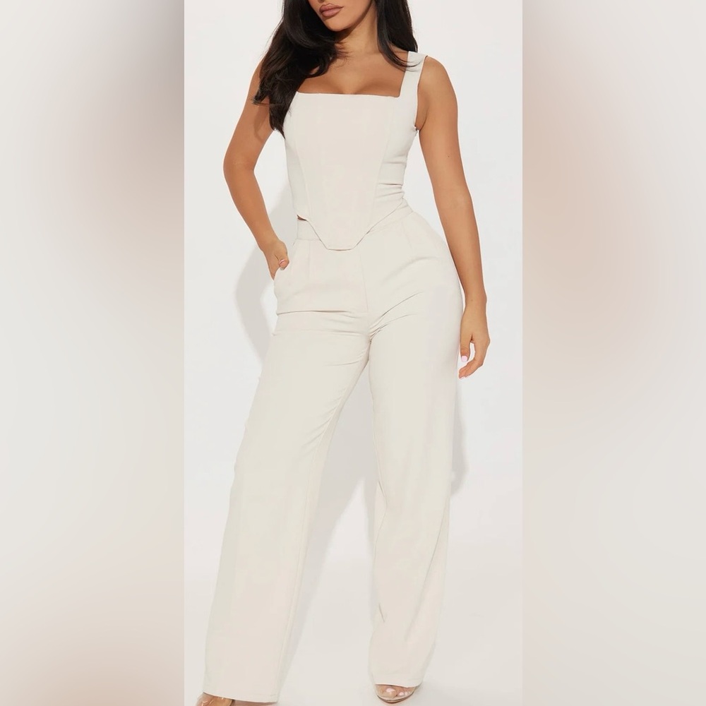 NWT Fashion Nova Cream 2-piece Outfit